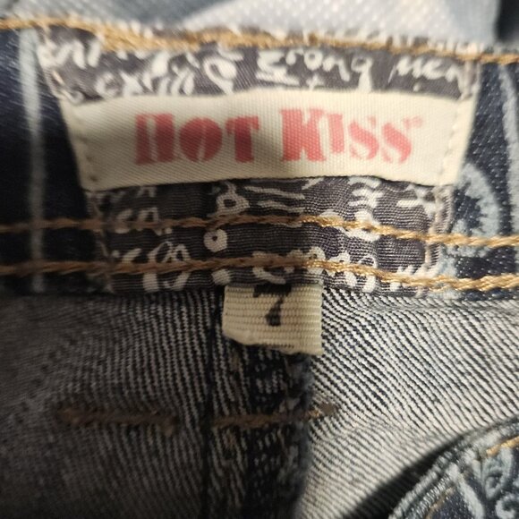 Hot Kiss Nina Flare Jeans Boho Hippie Mantra Disco Elephant Print Stretch Sz 7 - Picture 11 of 16